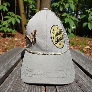 Upcycled Women's Gray Trucker Hat With Pony Tail Opening